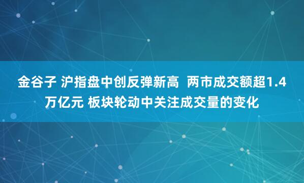 金谷子 沪指盘中创反弹新高  两市成交额超1.4万亿元 板块轮动中关注成交量的变化