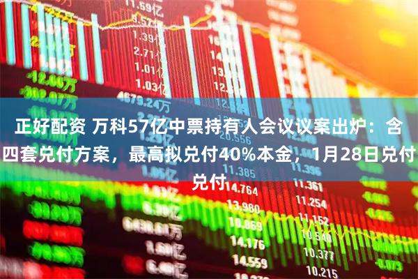 正好配资 万科57亿中票持有人会议议案出炉：含四套兑付方案，最高拟兑付40%本金，1月28日兑付